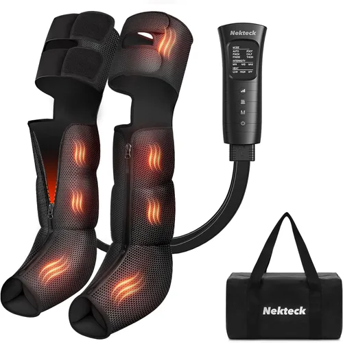 Miniatura 10 de Nekteck Masajeador de piernas para circulación y alivio del dolor, botas de compresión de aire útiles para hinchazón de piernas, edema RLS con 6