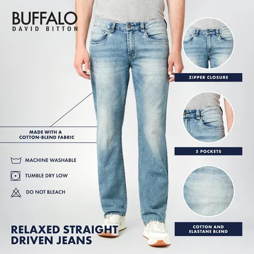 Miniatura 3 de Buffalo David Bitton Jeans de pierna recta relajada para hombre con tela elástica