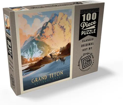 Miniatura 2 de MyPuzzle Grand Teton National Park: Winter Hush, Vintage Poster - Rompecabezas prémium de 100 piezas para adultos