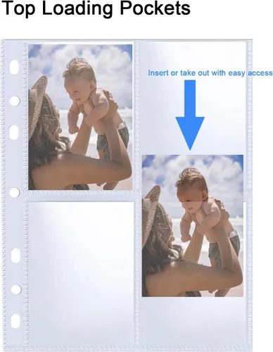 Miniatura 4 de Paquete de 30, 240 bolsillos, fundas para tarjetas fotográficas de 2.5 x 3.5 pulgadas para carpeta A5 de 6 anillas, fundas ultra transparentes