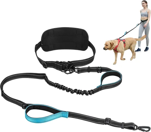 Miniatura 10 de Correa de perro grande manos libres, correa elástica de 6 a 8 pies con cinturón para perro de hasta 150 libras, correr, caminar, trotar