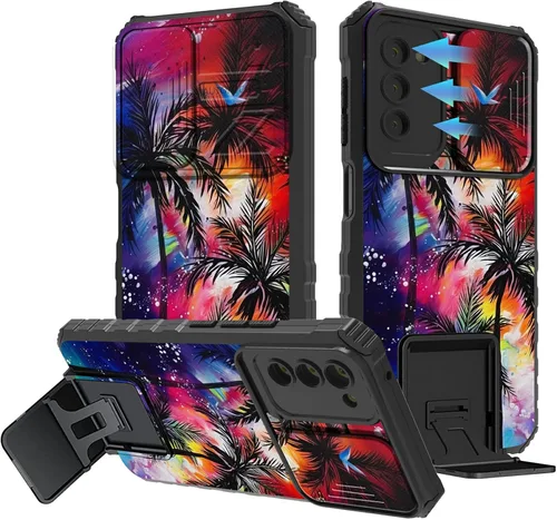 Miniatura 462 de Funda para Samsung Galaxy S22 Ultra 5G, Galaxy S22 Ultra con cubierta de cámara deslizante, funda resistente de doble capa con función atril Black