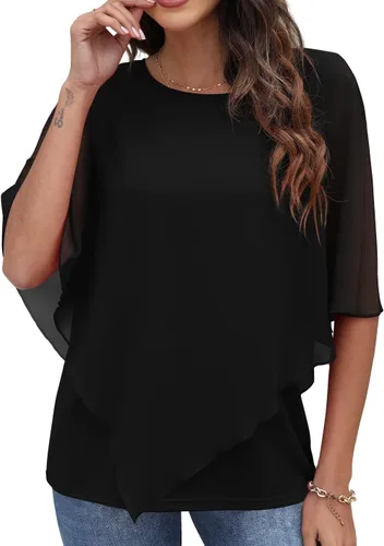 Miniatura 2 de QIXING Blusas elegantes de gasa, sueltas, de verano para mujer 2022