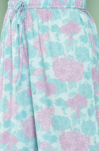 Miniatura 8 de Janasya Conjunto de coords con estampado digital de crepé azul cielo para mujer india