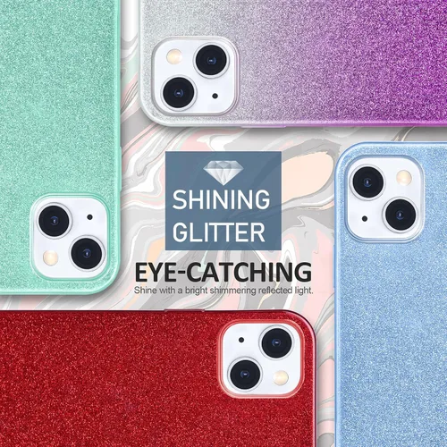 Miniatura 7 de MATEPROX Funda compatible con iPhone 13 Mini, fundas protectoras Bling Sparkle para niñas y mujeres, diseño de Navidad (rojo)