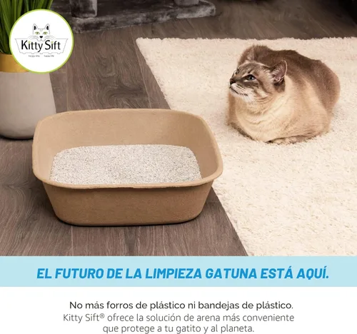 Miniatura 11 de Kitty Sift Caja de arena desechable para gatos, grande, 6 unidades, duradera y portátil para viajes y hogar, caja de arena desechable ecológica que
