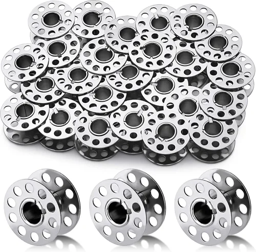LOKUNN 25 bobinas de metal, bobinas de metal para máquina de coser con estuche de bobina, bobinas Sa156, bobinas clase 15, bobinas para máquina de