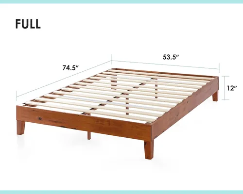 Miniatura 2 de Mellow Naturalista Grand - Cama de plataforma de madera maciza de 12 pulgadas con listones de madera, no necesita somier, tamaño matrimonial (cereza)