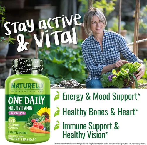 Miniatura 2 de NATURELO One Daily Multivitamínico para mujeres mayores de 50 años (sin hierro), apoyo para la menopausia para mujeres mayores de 50 años
