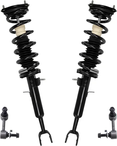 Miniatura 52 de Detroit Axle - Kit de 4 barras estabilizadoras delanteras para Ford F-150 2021 2022 2023 2024, 2 puntales con resorte helicoidal, 2 eslabones