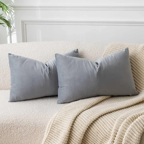 Miniatura 57 de Juspurbet - Juego de 2 fundas decorativas de terciopelo para cojines, fundas suaves para sofá, cama o sillón con cremallera oculta, para sala