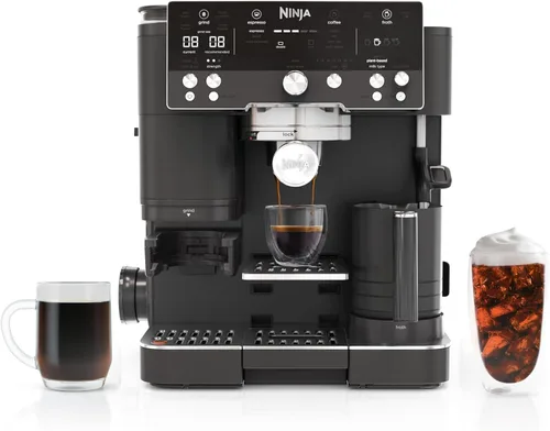 Miniatura 13 de Ninja Luxe Café 3 en 1 - Máquina de café expreso, café por goteo y café frío Molinillo de café integrado, espumador de leche, manipulación Acero