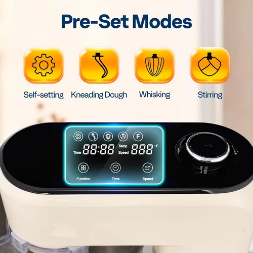 Miniatura 24 de VIVOHOME Batidora de pie con fermentación, preajustes de un toque, batidora eléctrica de masa con tazón de 6 cuartos, batidora de pie de cocina