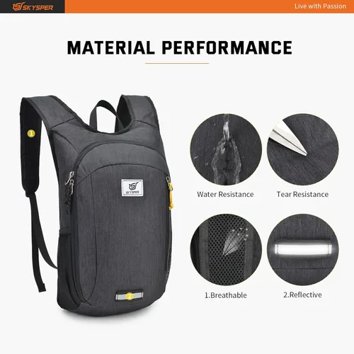 Miniatura 4 de SKYSPER Mochila pequeña de senderismo de 10 litros, mochila de viaje ligera y plegable para mujeres y hombres Negro