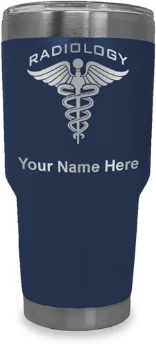 Miniatura 32 de LaserGram Vaso aislado al vacío de 20 onzas, radiología, grabado personalizado incluido (azul claro)