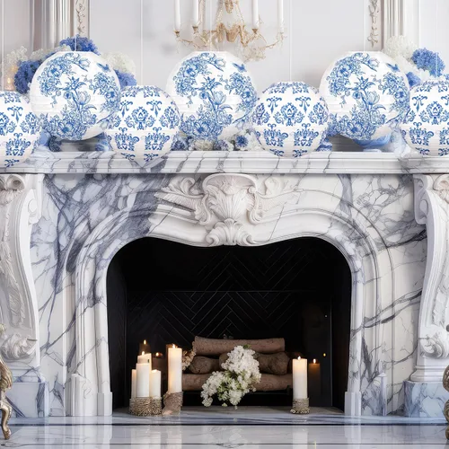 Miniatura 6 de 15 linternas de papel chinas, decoración de chinoiserie, farol de porcelana azul y blanco para colgar para mediados de otoño, festival, fiesta