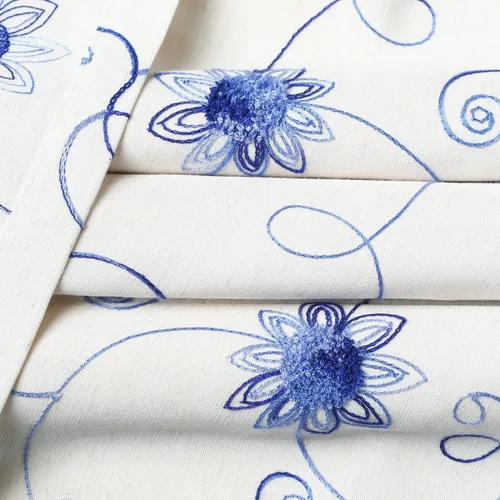 Miniatura 6 de VOGOL Cortinas de Nivel para Cocina para Ventana, Flores Azules y Enredaderas Bordadas Cortina de 24 Pulgadas de Largo, Cortinas Cortas Tratamiento