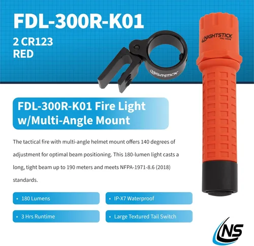 Miniatura 2 de Nightstick FDL-300R-K01, luz táctica para incendios con soporte de casco multiángulo