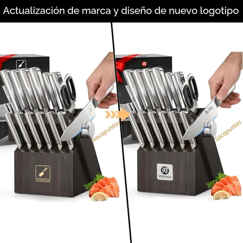 Miniatura 8 de Juego de cuchillos para cocina con bloque imarku G14 Juego de cuchillos japoneses de acero inoxidable para cocina, 14 piezas, afilador integrado