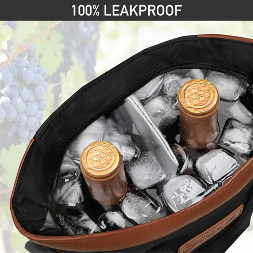 Miniatura 6 de opux - Portavinos para 2 botellas, bolsa aislada a prueba de fugas para vino, bolsa de enfriamiento portátil para viajes BYOB, picnic, estuche