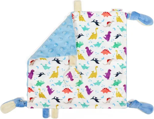 Dr.Rapeti Manta de seguridad para bebé, bebé, niño pequeño, 10 x 10 pulgadas, juguete sensorial lavable, manta de apaciguamiento amoroso (dinosaurio)