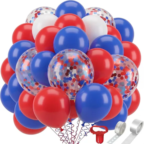 Miniatura 12 de TecUnite - 80 globos de látex de 12”, diseño de confeti, globos metálicos, para fiestas de Navidad, Halloween, San Valentín, 4 de Julio, boda