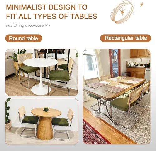 Miniatura 16 de Zesthouse Juego de 4 sillas de comedor modernas de mediados de siglo, sillas de comedor de ratán natural con respaldo de madera maciza y base