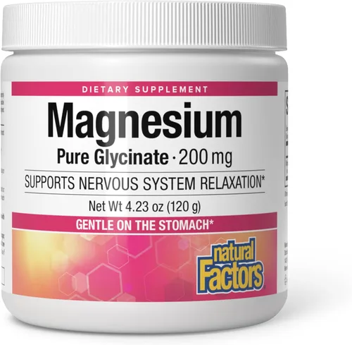 Natural Factors Polvo de bisglicinato de magnesio – Suplemento de apoyo a la salud de todo el cuerpo – Suplemento de magnesio natural que apoya la