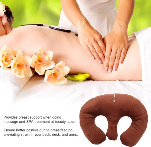 Miniatura 6 de Dioche Almohada de apoyo para senos de salón de belleza, cojín de masaje para mesas de masaje para aliviar la tensión del tratamiento (café oscuro)