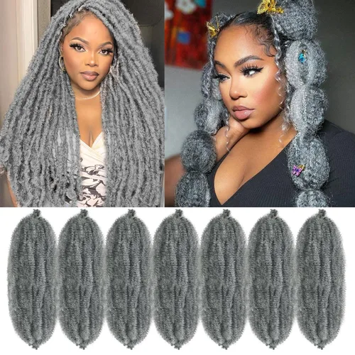 Miniatura 30 de Marley Twist - Cabello trenzado de 16 pulgadas, cabello afro trenzado elástico, paquete de 7 paquetes, cabello rizado rizado ombré, marrón Marrón