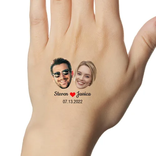 Miniatura 2 de YESCUSTOM Tatuajes temporales personalizados con foto, tatuaje facial personalizado con logotipo para adultos, parejas, mujeres, hombres, tatuajes