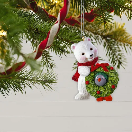 Miniatura 2 de Hallmark Adorno navideño de recuerdo 2019 con fecha de año Bola de nieve y esmoquin Decking The Halls Oso polar y pingüino