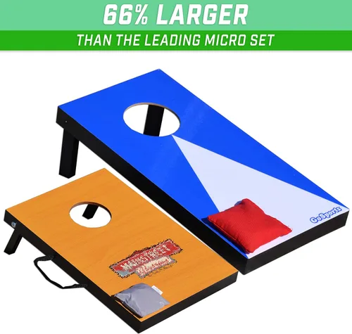 Miniatura 3 de GoSports Cornhole portátil de 2 pies x 1 pie - Elige diseños clásicos o de madera - Juego con 6 bolsas de frijoles - Ideal para jugar en interiores