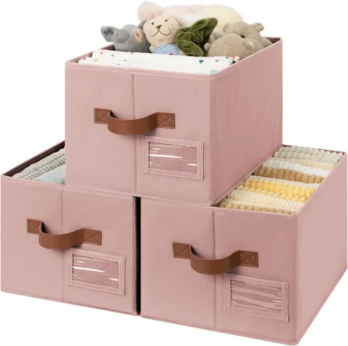 Miniatura 8 de GRANNY SAYS Contenedores de tela para almacenamiento, contenedores de armario para estantes, canasta de almacenamiento con asas, cajas de Gris ceniza