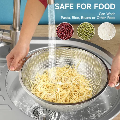 Miniatura 3 de Colador para cocina, 5QT, colador de acero inoxidable con asa para frutas, verduras, cocinar alimentos, apto para lavavajillas