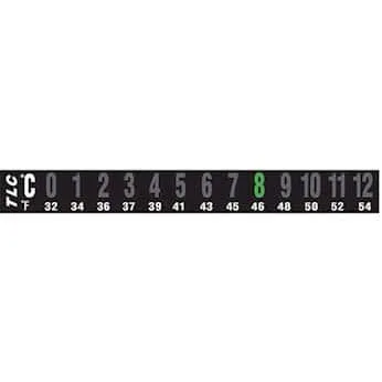 Miniatura 5 de Digi-Sense Etiqueta de Temperatura Horizontal Reversible de 7 Puntos, 0-30 °C/32-86 °F; Negro/Rojo, 10/Paquete