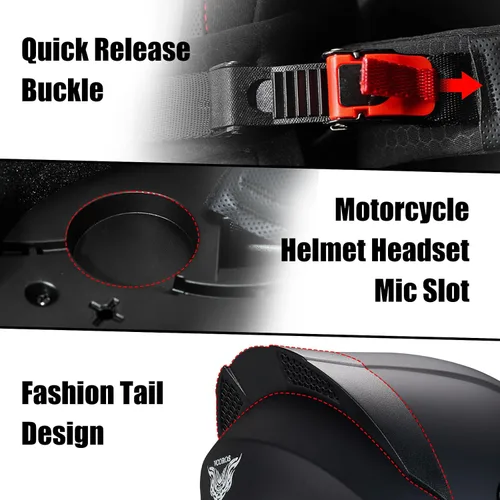 Miniatura 7 de VCOROS Casco integral para motocicleta, unisex, para adultos, aprobado por DOT, WS-609, casco de carreras de moto de calle