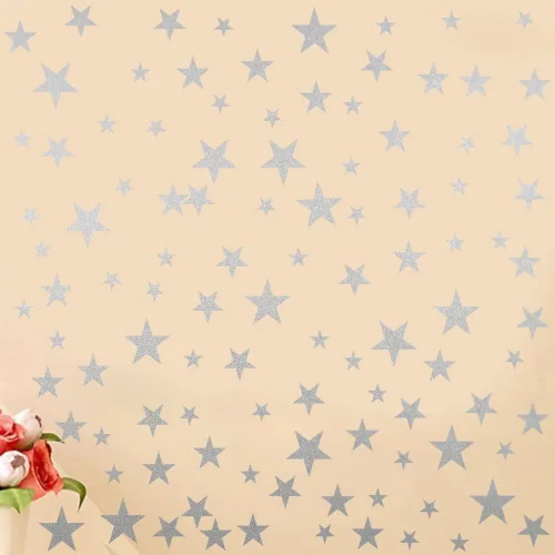 Miniatura 3 de Calcomanías de vinilo con diseño de estrellas para cuarto de bebé, dormitorio, habitación de niños o niñas, sala de juegos, aula, sala de estar Plata
