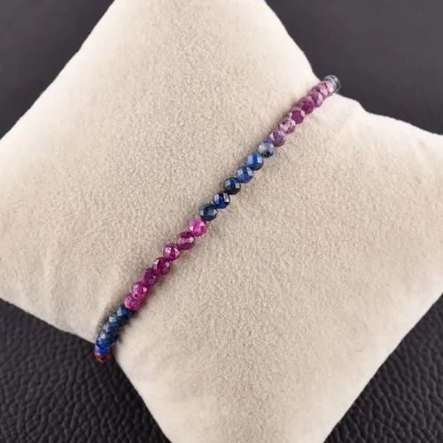 Miniatura 4 de Natural Gemstone Micro Beads Dainty Bangle Bracelet, Handmade Birthstone Jewelry, Healing Chakra Crystals, Silver Plated 8 inch, Birthday Gift for