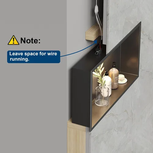 Miniatura 4 de Neodrain Nicho de ducha con luz LED no regulable, nicho empotrado integrado de pared para almacenamiento en el baño, no necesita azulejos, nicho