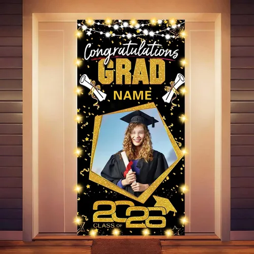 Miniatura 16 de Decoraciones personalizadas para fiestas de graduación 2026 – Cartel de felicitación de graduación grande – Cartel de fondo de graduación