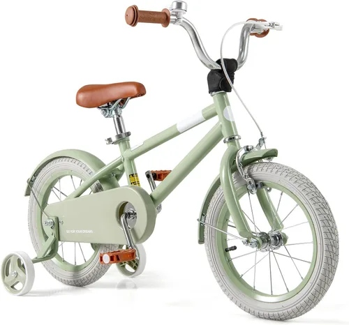 Miniatura 14 de BABY JOY Bicicleta infantil de macarones coloridos, de 12, 14, 16 y 18 pulgadas, bicicleta deportiva para niños con ruedas de entrenamiento
