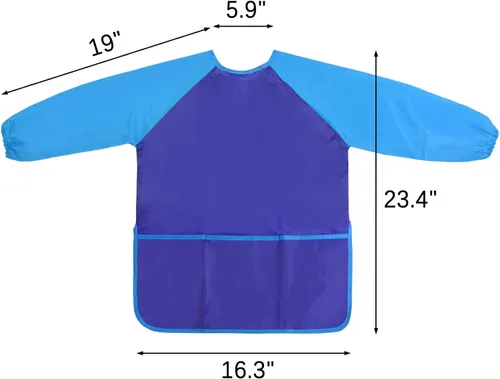 Miniatura 3 de Kopokita - Delantal impermeable para niños artistas, de manga larga, con 3 bolsillos, para niños pequeños y artistas