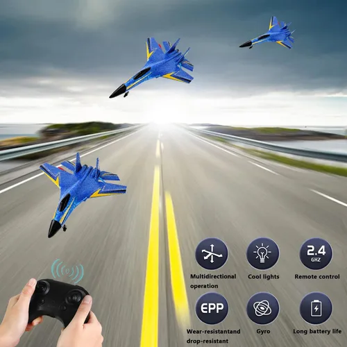Miniatura 4 de Avión RC, avión planeador. Para aviones de control remoto de espuma para adultos principiantes, giro de 360° fácil de volar (azul)