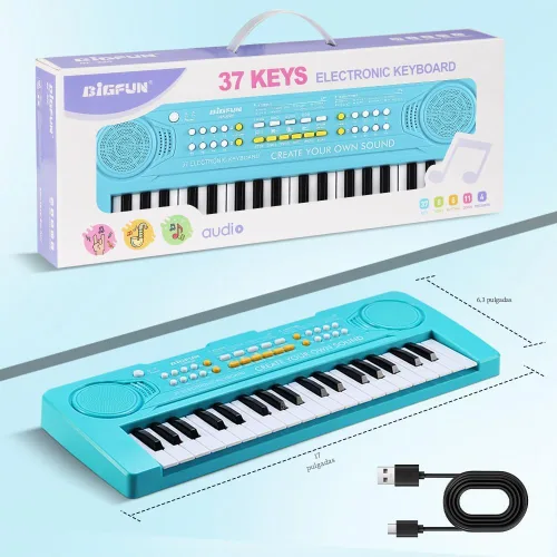 Miniatura 5 de Piano de Teclado para Niños, BIGFUN Piano de 37 Teclas para Niños Pequeños Instrumento de Juguete Educativo Musical Multifunción, Teclado