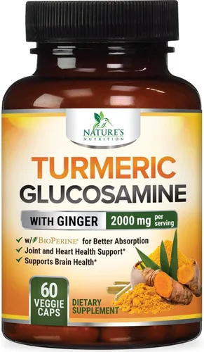 Miniatura 10 de Suplemento de Cúrcuma Curcumina 2000mg - 95% Curcuminoides con Glucosamina, Jengibre y MSM, Pimienta Negra BioPerine para Mejor Absorción, Soporte
