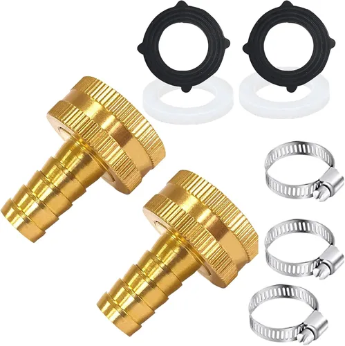 Miniatura 22 de AOPANDA Conector de reparación de extremo de manguera de agua de latón macizo con púa de 1/4" x rosca GHT hembra de 3/4", incluye abrazaderas
