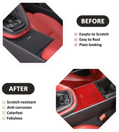 Miniatura 2 de Caja de almacenamiento de control central de fibra de carbono suave, marco adhesivo, cubierta interior para Jaguar F-Type 2013-2024 Accesorios