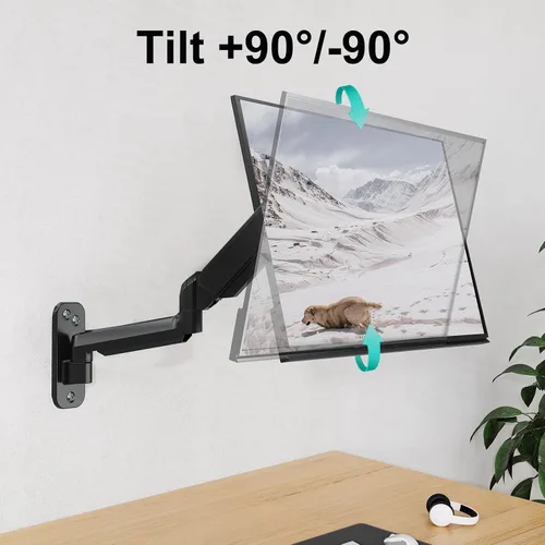Miniatura 6 de MOUNT PRO Soporte de pared para monitor para pantallas curvadas planas de 35 pulgadas/26.4 libras, brazo de monitor único de alta resistencia