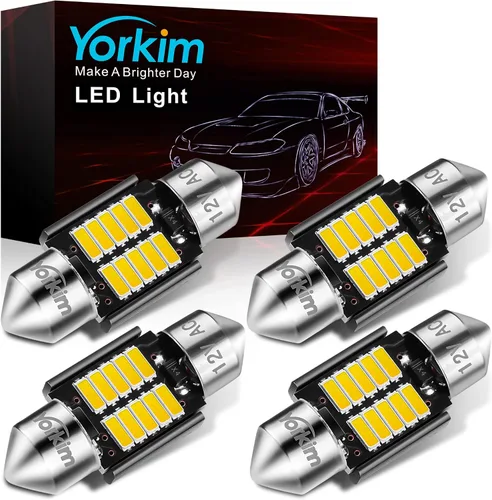 Miniatura 13 de Yorkim Bombilla LED De3175 de 1.102 in, color blanco, súper brillante, 1.102 in, 1.142 in, sin errores, CANBUS 6-SMD 2835 Chipsets para luces